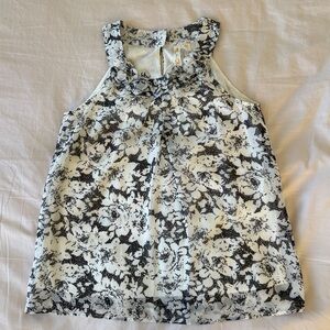 Adiva Black and White Floral Sleeveless Top